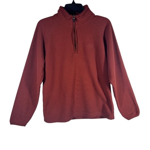 The‎ North Face Sweater Men's Small Rust Red Quarter-Zip Pullover Fleece - Picture 1 of 9